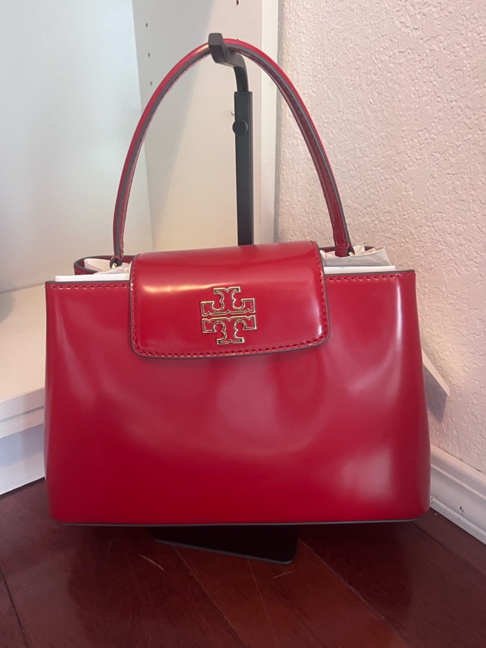Tory Burch Red Leather Top-Handle Satchel - Picture 2 of 8